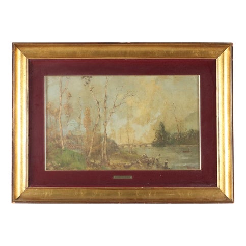 Lorenzo Gignous, Landscape, Oil on Canvas, Framed For Sale