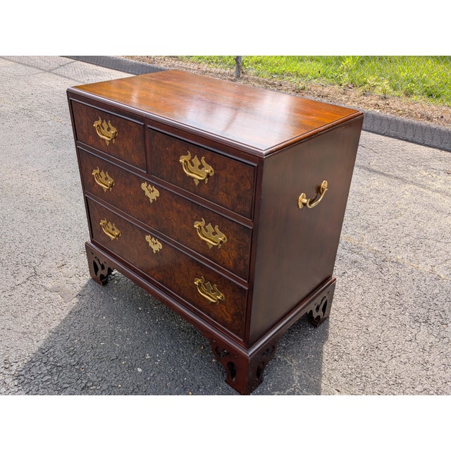 Vintage Georgian Style Burl Walnut Chest of Drawers For Sale - Image 12 of 15