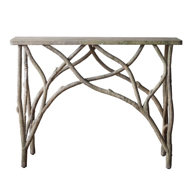 Matthew Izzo Home Faux Bois Iron Console Table For Sale - Image 4 of 4