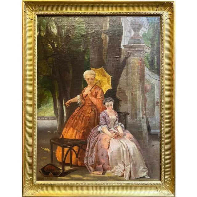 Constantino Sereno, Young Lady and Governess, Oil on Board, 1875 For Sale - Image 13 of 16