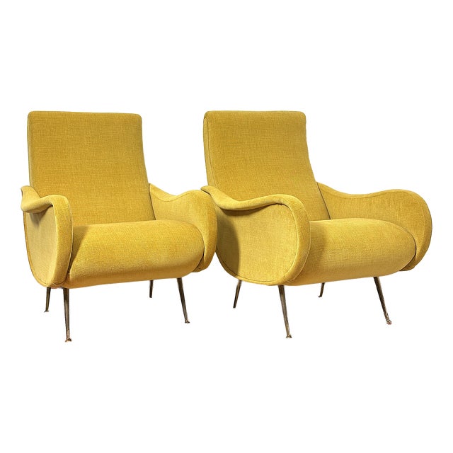 Italian Lady Lounge Chairs attributed to Marco Zanuso, 1960s, Set of 2 For Sale