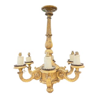 19th Century French Louis XIV Style Antique Wood Chandelier For Sale