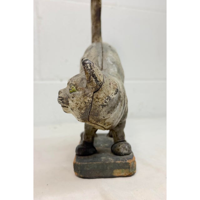 Rare Antique 1920's Hubley Manufacturing Company Heavy Cast Iron Cat Doorstop For Sale - Image 9 of 13