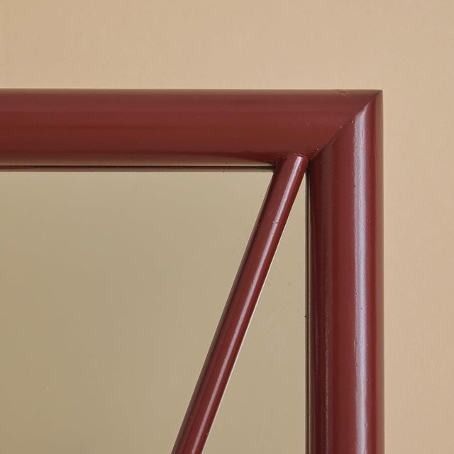 Wood Italian Red Lacquered Wall Mirror, 1970s For Sale - Image 7 of 9