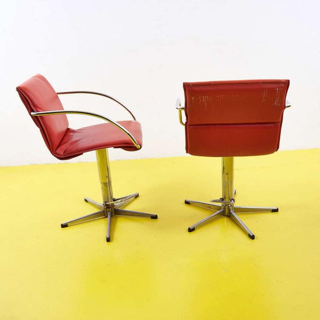 Red Faux Leather Office Chairs, Set of 2 For Sale - Image 5 of 11