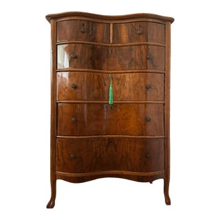 Antique 1910’s Little’s Grand Rapids Furniture Highboy Burled Dresser For Sale