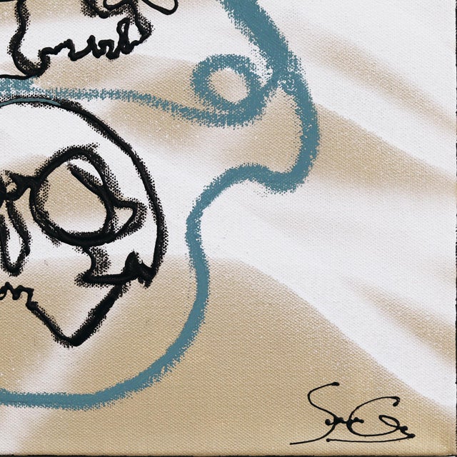 Textile Hear See Speak - Contemporary Abstract Figurative Mixed Media Artwork on Canvas by Soren Grau For Sale - Image 7 of 9