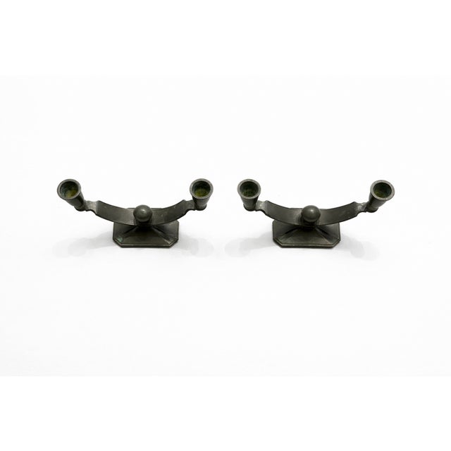 1930s Art Deco Disko Metal Candlesticks by Just Andersen, 1930s, Set of 2 For Sale - Image 5 of 10