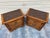 Brown Oak Campaign Style Nightstands / Accent Tables For Sale - Image 8 of 8