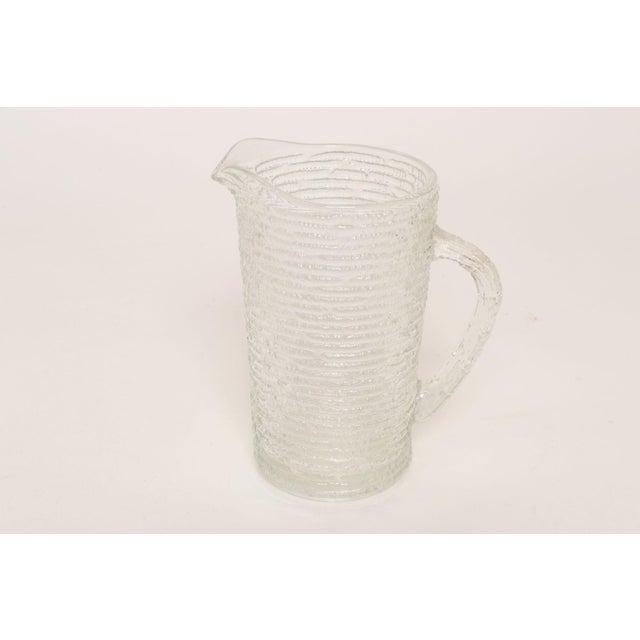 Vintage petite bark glass pitcher from the "Soreno" line by Anchor Hocking (ca. 1960s, USA). Unique ribbed texture present...
