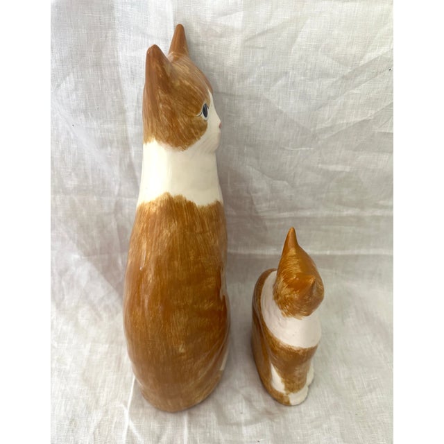 English Vintage Pair of Ns Gustin Co. Ceramic Tabby Cat Figures For Sale - Image 3 of 6