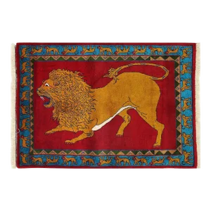 Animal Pictorial Lion Shiraz Persian Hand Knotted Wool Rug