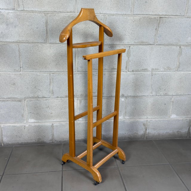 Brown Vintage Modern Wooden Valet Stand from Artigianato Italiano, 1970s For Sale - Image 8 of 8