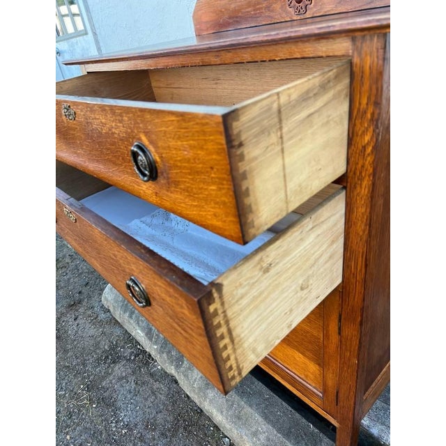 Brown Antique Mission Oak Arts & Crafts Oak Sideboard or Buffet For Sale - Image 8 of 11