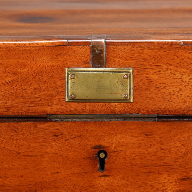 British Mahogany and Brass Officer's Trunk, 1830s For Sale - Image 13 of 15