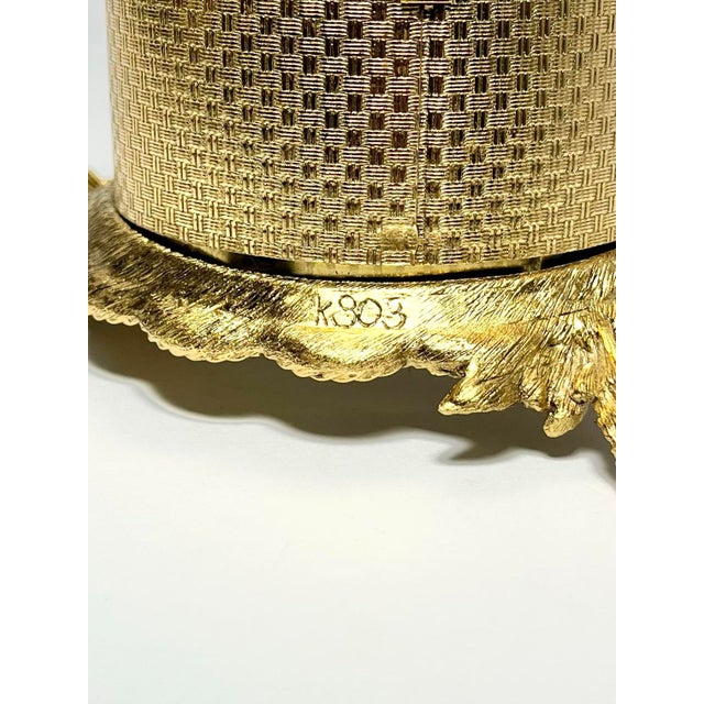 1960s Matson Ormolu Gold “Dogwood Flower & Bird” Electric Desk Clock For Sale - Image 10 of 12