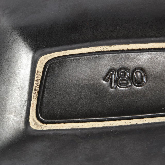 Mid-Century Modern Hand Painted Ceramic Bowl With Aqua & Flaxen Yellow Accents For Sale - Image 12 of 13