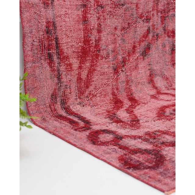 1970s 1970s Vintage Turkish Oushak Handmade Wool Cotton Red Area Rug For Sale - Image 5 of 11