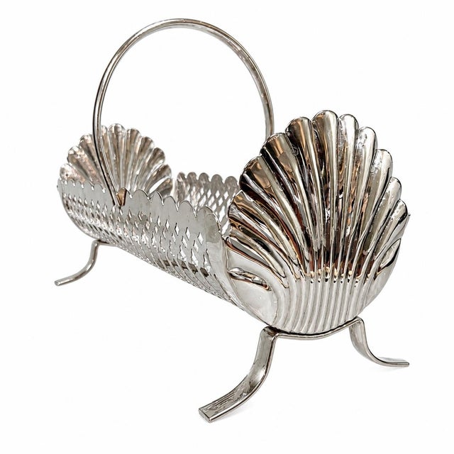 English Vintage English Style Silver Plate Shell Motif Biscuit Tray For Sale - Image 3 of 8