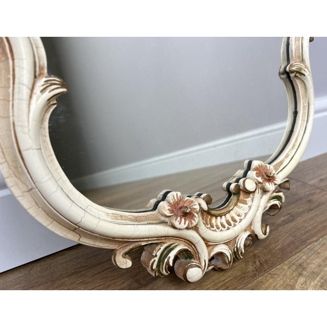 Vintage French Shabby Chic Ornate Wall Mirror For Sale - Image 6 of 10