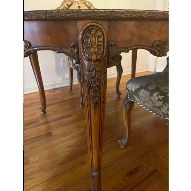 Beautiful Antique dining with 4 newly upholstered chairs does not fit in new condo