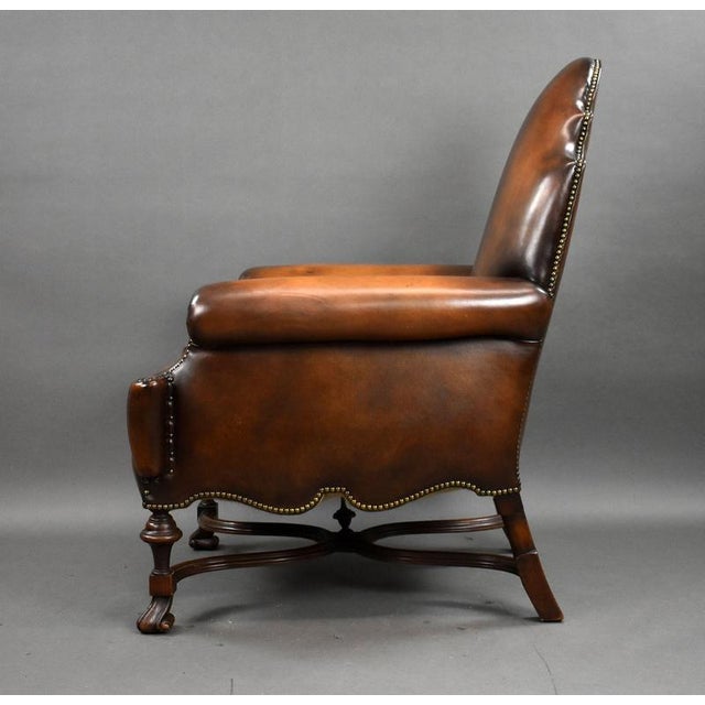 Brown Victorian Hand Dyed Leather Armchair, 1870 For Sale - Image 8 of 9