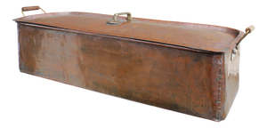 Large 19th Century French Hand-Hammered Copper Fish Poacher with Lid, 1890s