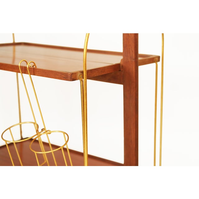 Serving Bar Cart in Wood and Brass by Marie-Françoise Mondineu for Bocado, France, 1950 For Sale - Image 9 of 14
