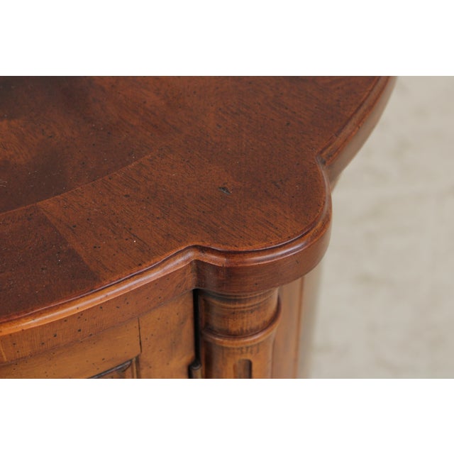 Pair Henredon Round Walnut Living Room Lamp End Tables For Sale - Image 9 of 16
