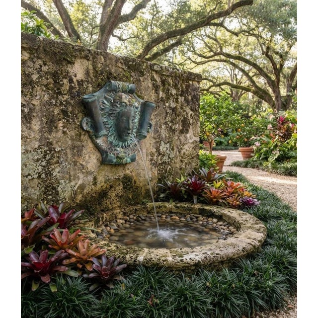 Vintage Classical Bronze & Polychrome Water Fountain Mask For Sale - Image 10 of 12