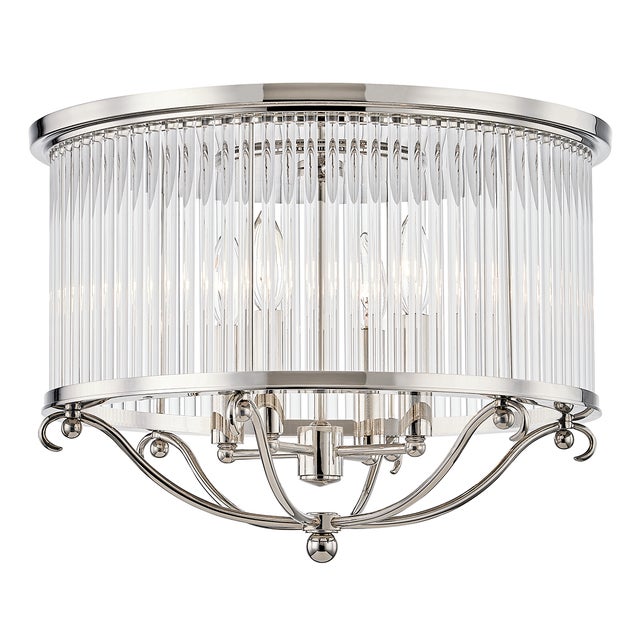 Transitional Mark D. Sikes 4 Light Glass No. 1 Semi Flush, Polished Nickel For Sale - Image 3 of 3