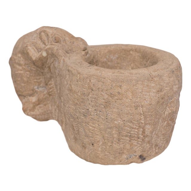Chinese Curious Rat Stone Mortar, C. 1800 For Sale