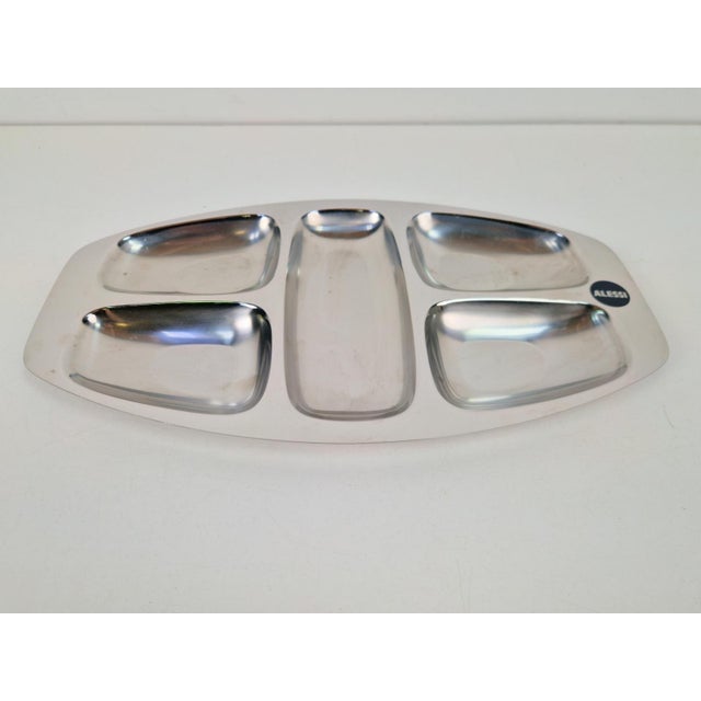Alessi Divided Stainless Steel Tray by Carlo Mazzeri for Alessi, Italy, 1960s For Sale - Image 4 of 9
