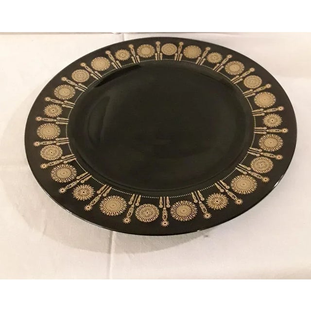 Vintage Black Glazed Porcelain with Gold-Colored Decor by Tapio Wirkkala for Rosenthal, 1970s For Sale - Image 3 of 7