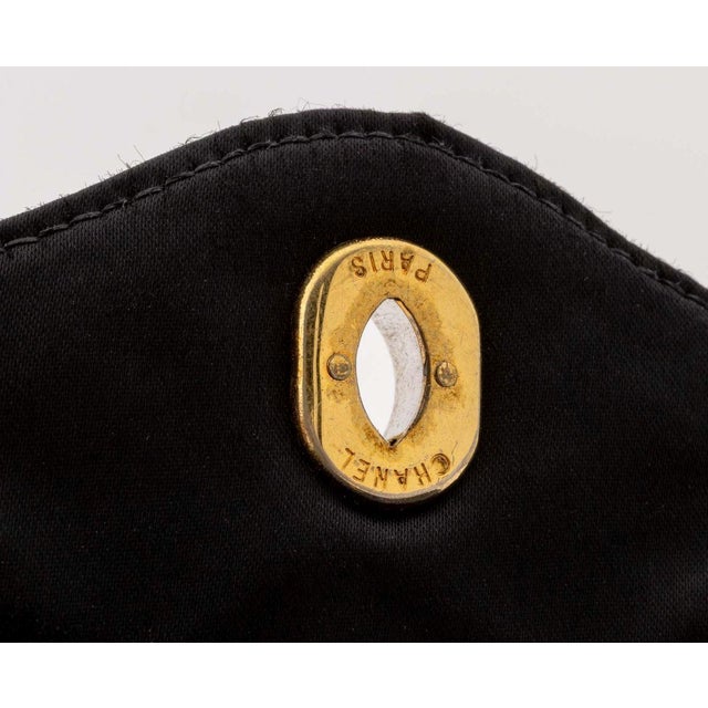 Chanel Quilted Black Satin Clutch For Sale In New York - Image 6 of 7