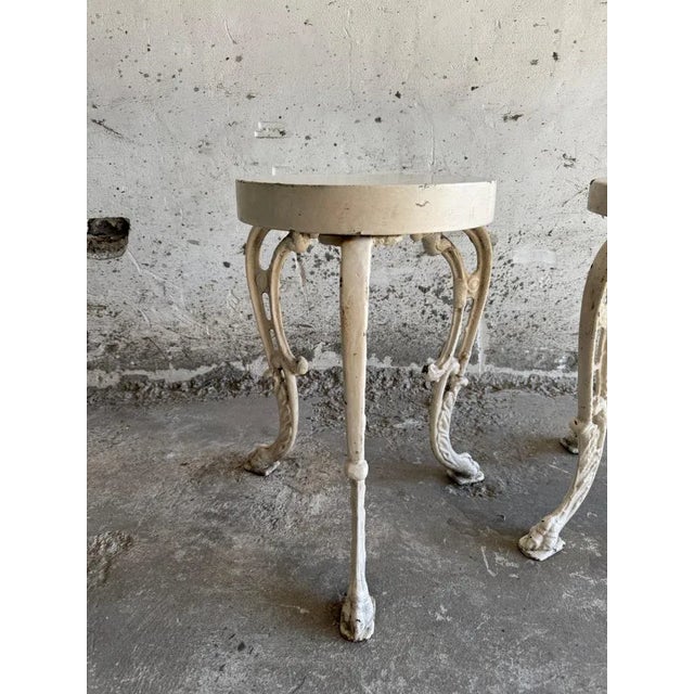 Cream Set of Antique Cast Iron Side Tables, Set of 2 For Sale - Image 8 of 10