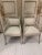 A pair of charming late C19th upholstered painted Swedish open armchairs with a decorative fretwork border detail and...