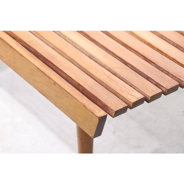 Mid 20th Century Diminutive Mid Century Slat Table Bench For Sale - Image 15 of 18