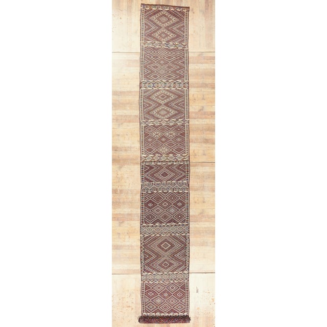 Vintage Zemmour Moroccan Kilim Rug, 03'07 X 25'09 For Sale - Image 10 of 10