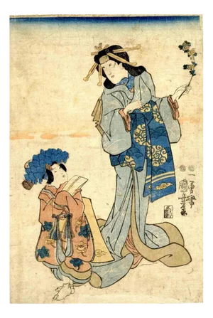 Utagawa Kuniyoshi, Actor in Onnagata Role, Original Woodcut Print, 1850s