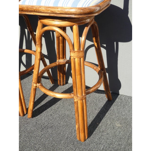 Vintage Tiki Palm Beach Bamboo Rattan Bar Stools A Pair Chairish