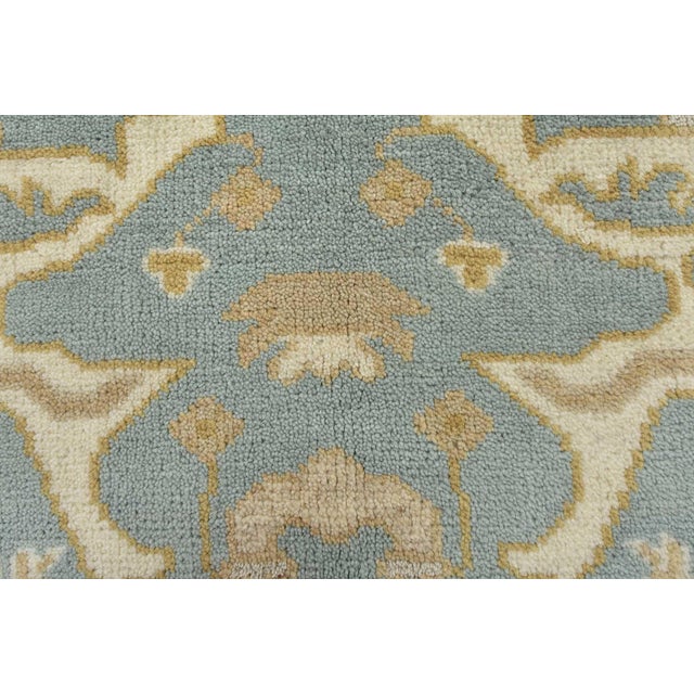 Oushak Rug 5’1” X 8’2” Blue Wool Tribal Hand-Knotted Oriental Carpet For Sale - Image 10 of 14