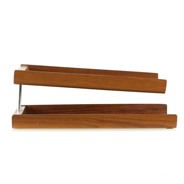 Rainbow Mid Century Teak Paper Tray For Sale - Image 4 of 13