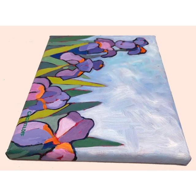 "Within the Iris Field" Contemporary Blue Painting of Flowers For Sale - Image 4 of 6