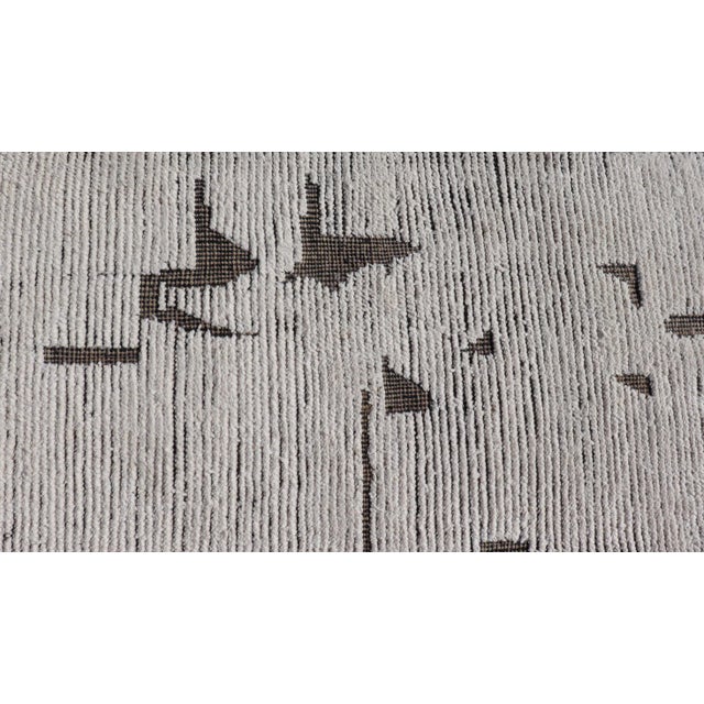 Modern Hand Knotted Rug by Keivan Woven Arts, Abstract Design 8'11 x 12'5 Fine Modern Rug in White & Light Taupe Tones...
