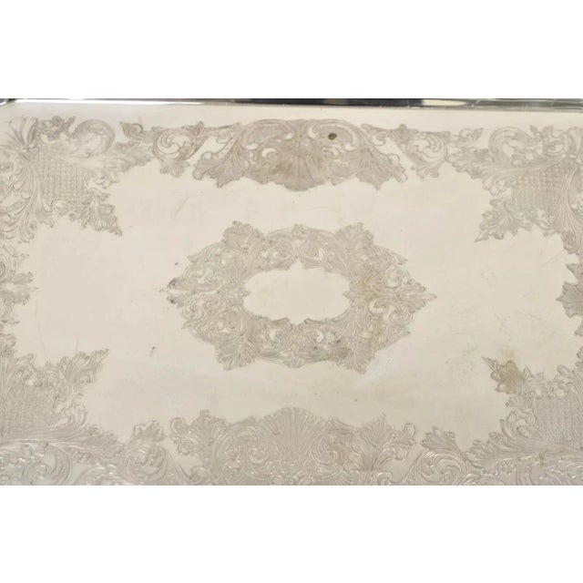 Mid 20th Century Vintage English Victorian Silver on Copper Silver Plated Serving Platter Tray For Sale - Image 4 of 12