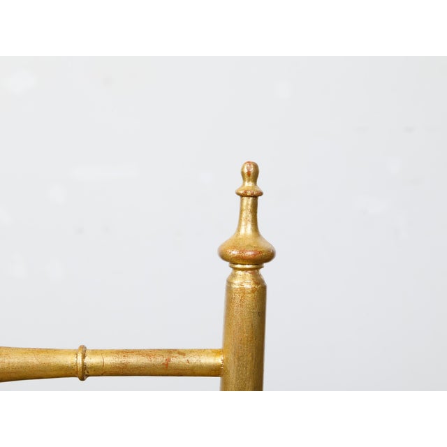 Pair of Midcentury Italian Gilt Wood High Back Side Chairs with Upholstery For Sale - Image 4 of 12