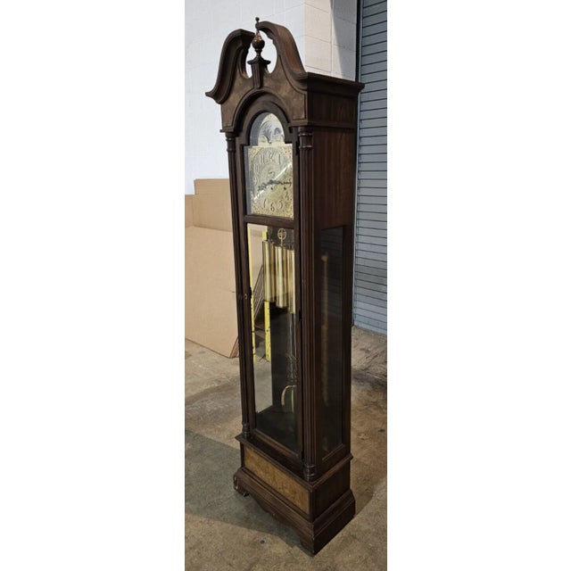 Mid 20th Century Sligh Trends Mahogany Chippendale Grandfather Clock