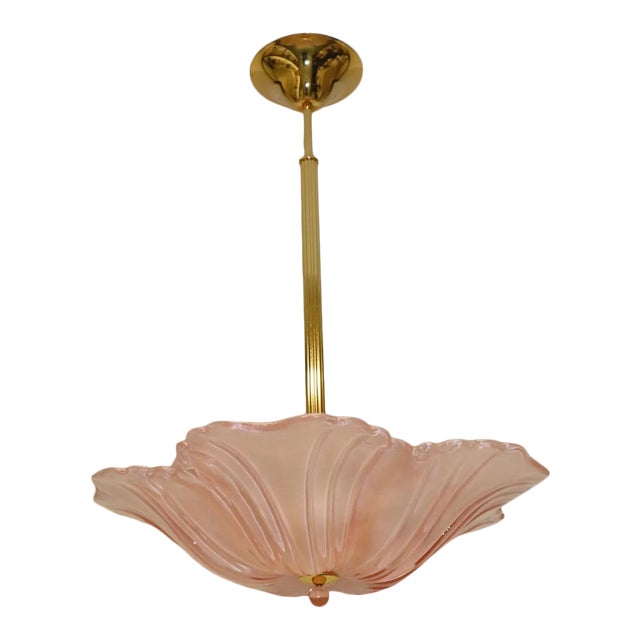 1990s Modern Murano Rose Glass Pendant Lamp For Sale