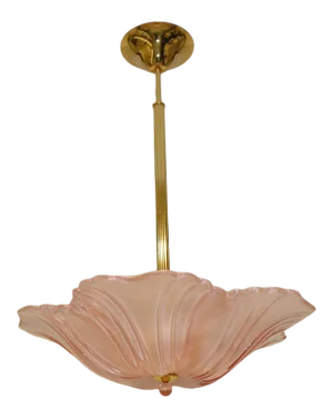 1990s Modern Murano Rose Glass Pendant Lamp